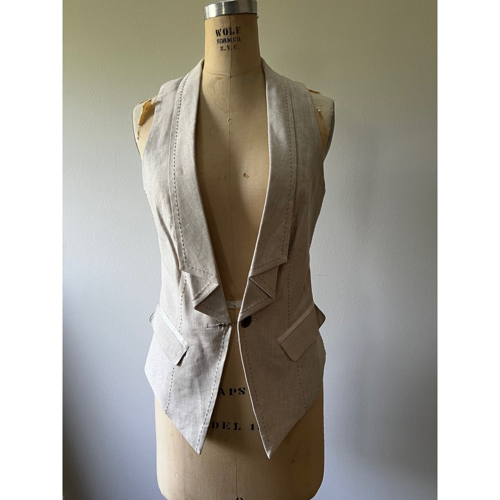 Vintage Bebe 90s/Y2K Office Siren Corporate girlie Vest Tan Beige Small